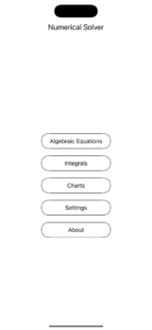 Numerical Solver: Main view with the Integrals button