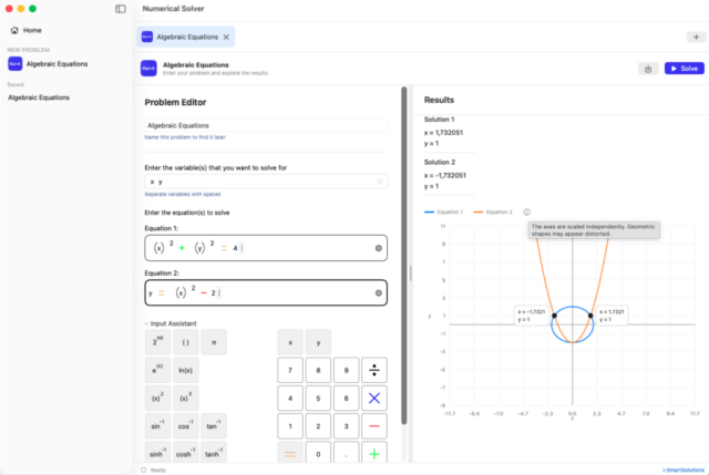 Numerical Solver: Solve non-linear algebraic equations on macOS